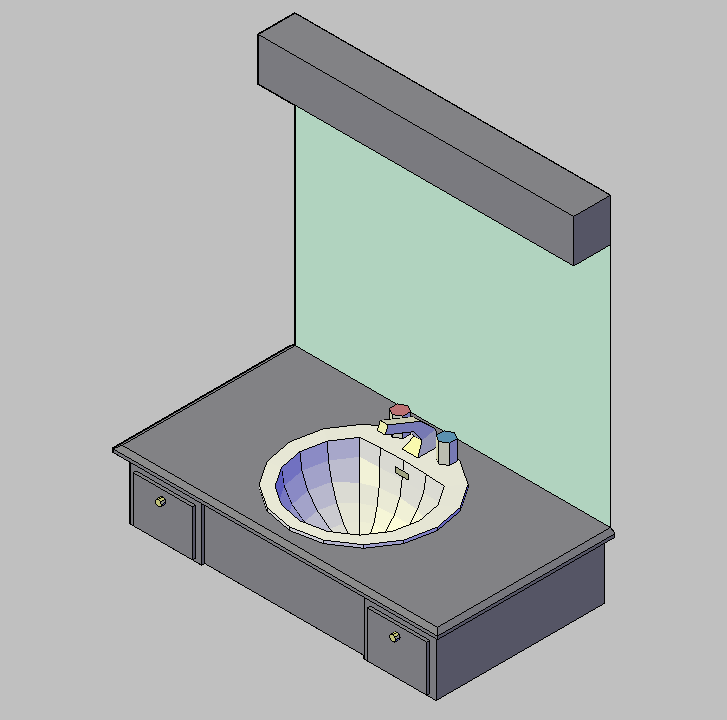 Bloque Autocad Vista de Mueble Baño 01 en 3D
